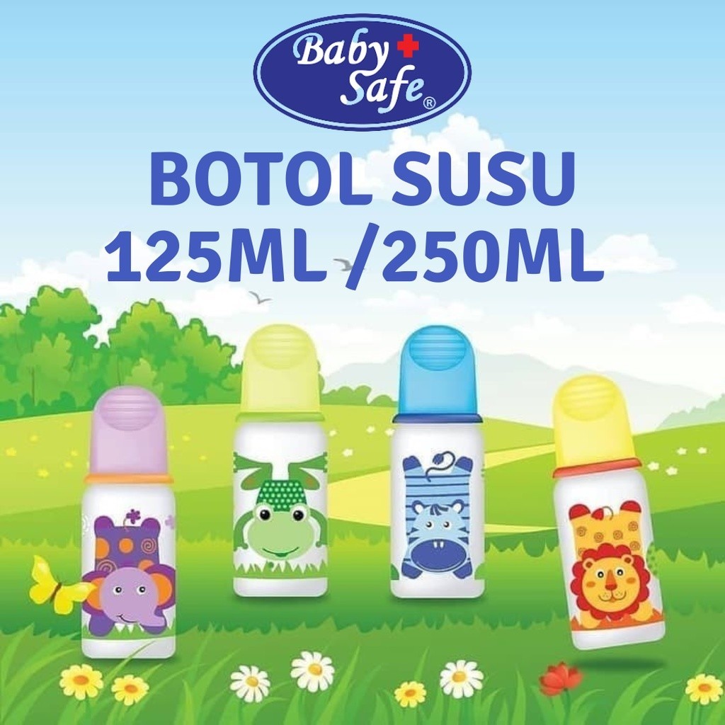 Botol Susu Bayi DOT BULAT BABY SAFE 125 ml / 250 ml BABY SAFE Botol Susu Bayi Karakter Hewan Lucu