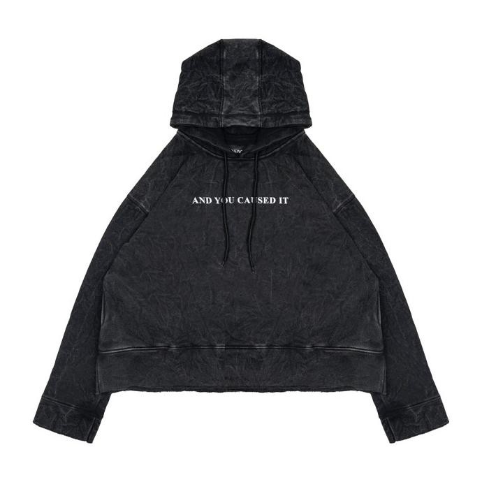 Moxie Sweatshirt Washed Unisex Youth Black Washed Hoodie Crop