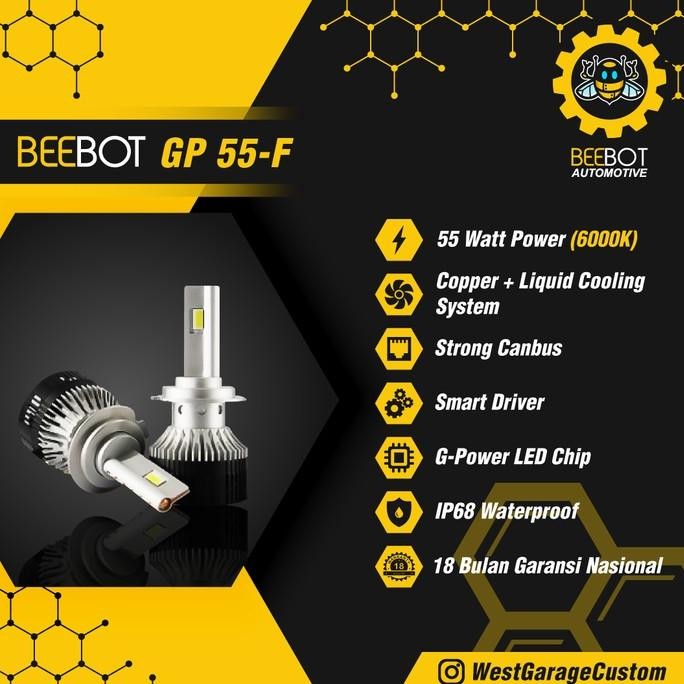 TERMURAH - Beebot GP 55F - LED H11 H4 H7 HB3/4 - 55w - LED PALING TERANG 