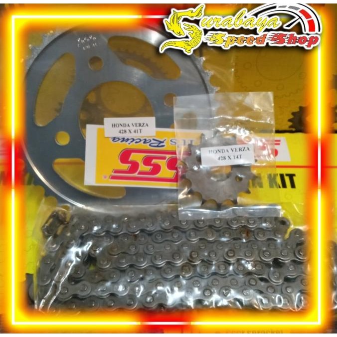SSS Chain Kit Gear Set Baja Honda Verza Gear Depan Belakang Rantai ORI