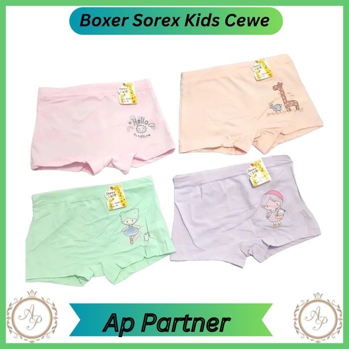 Grosir 6 Pcs Celana Dalam Boxer Sorex Kids / Cd Sorex Anak Cewe Lucu