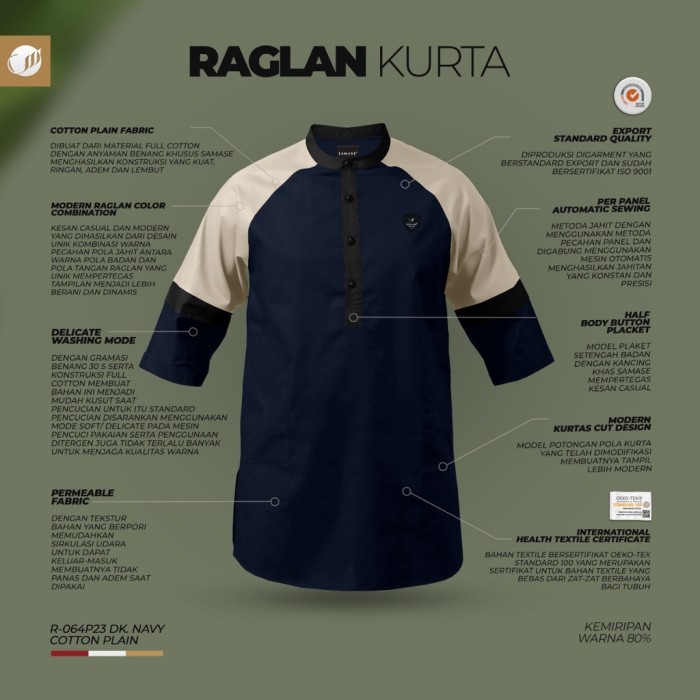 Samase Kurta Raglan R-064P Lengan 3/4 {TerlarisBest Seller}