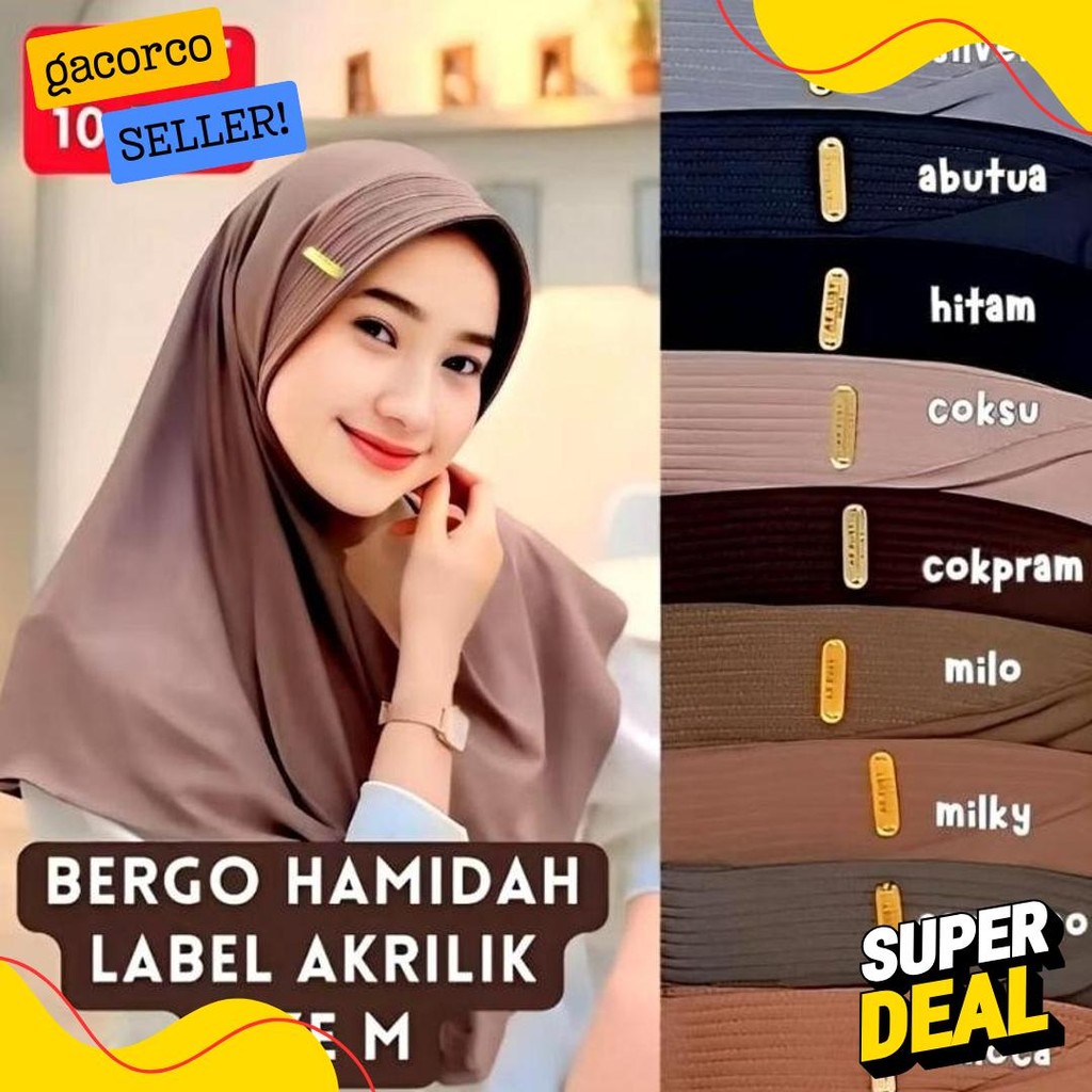 

( 85000Rb Dapat 10Hijab ) Lebel Besi Akrilik Bahan Hayget Premium Diskon