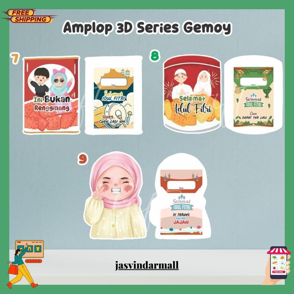 

Amplop Lebaran Idul Fitri Karakter 3D Lucu Gemoy 9 Pcs Siap Kirim