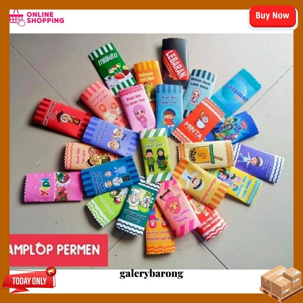 

Amplop Lebaran Bentuk Permen Isi 25 Pcs ( Masih Lembaran Tanpa Dobel Tipe) Termurah Banget