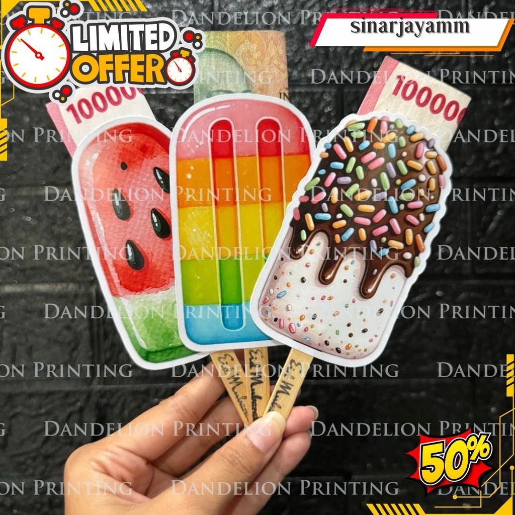 

(Isi 6Pcs) Amplop Lebaran Ice Cream Series - Agpau Thr Idul Fitri 2025 Unik Bentuk Es Krim Cod