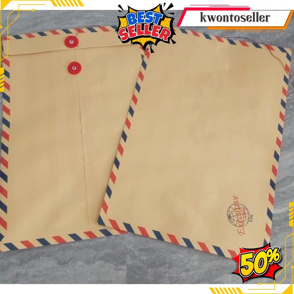 

[50 Pcs] Amplop Coklat Folio F4 310 Airmail Tali Cod