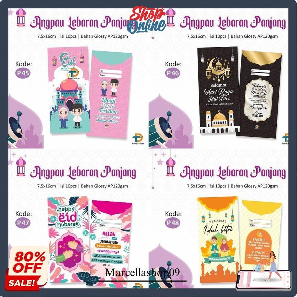 

(Isi 10 Pcs) Angpau Lebaran / Amplop Karakter Lucu / Uang Tanpa Lipat Termurah Banget