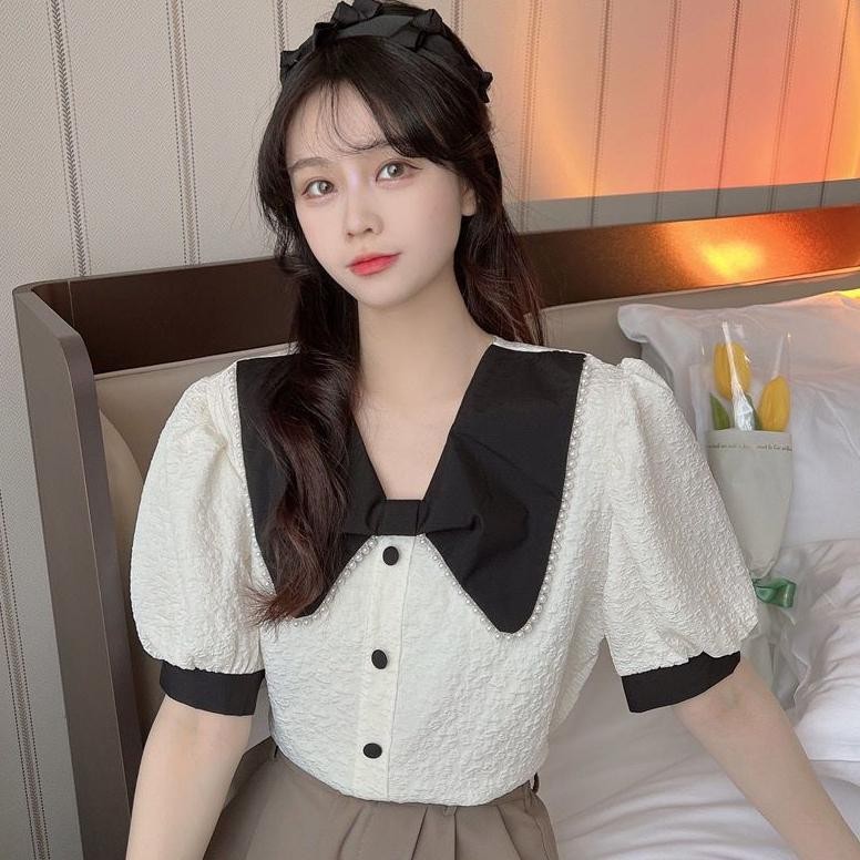 Blouse Korea Dasi Busur Temperamen Blus Atasan Wanita