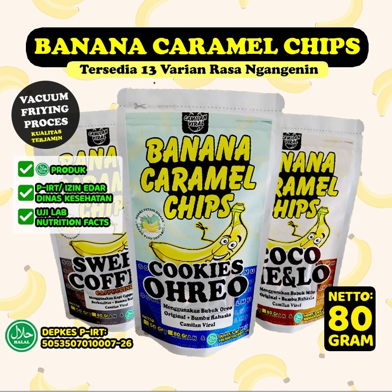 

NEW! Keripik Pisang Karamel - Banana Caramel Chips - Cemilan - Snack Makanan Ringan - Camilan 80