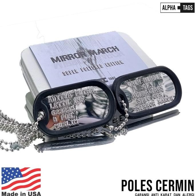 kalung pria custom dog tag military glossy finish alpha tag