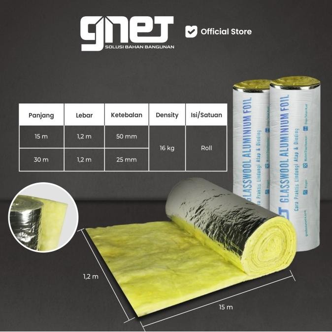 GNET Glasswool - Aluminium Foil | Insulasi Dinding Peredam Suara & Panas