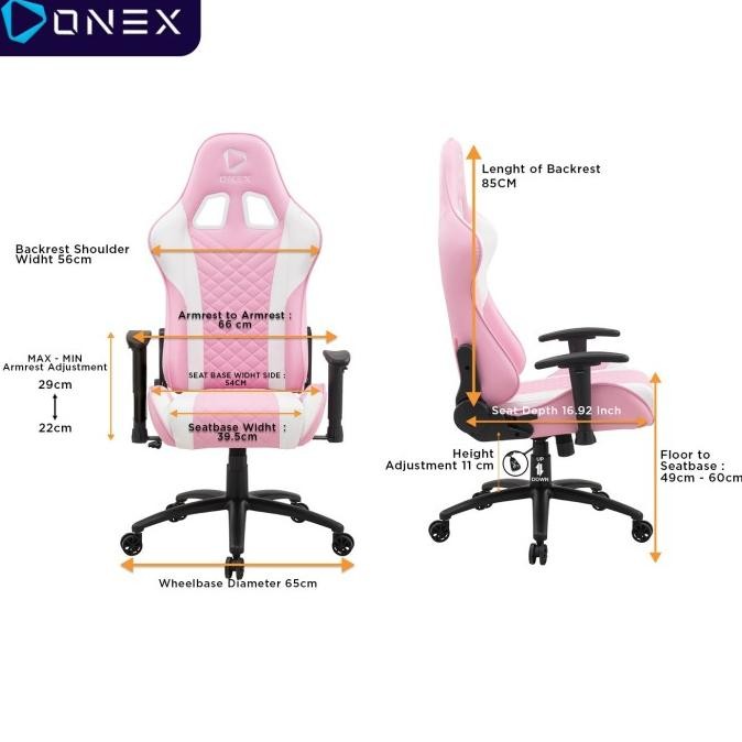 Onex Gx3 Premium Quality Gaming Chair Kursi - Pink White Original Dan Terpercaya