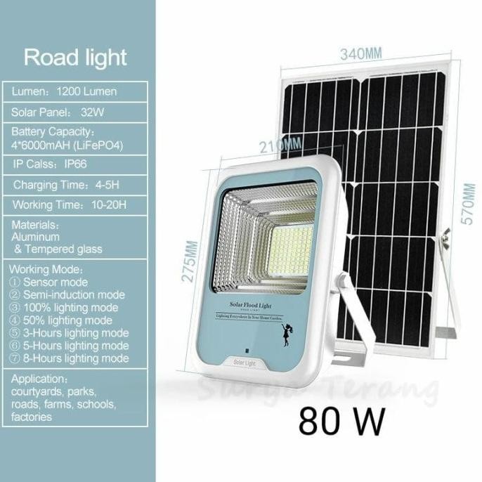 New Stock Lampu Sorot 80Watt Led Tenaga Surya Terbaru / Lampu Sorot Tenaga Surya