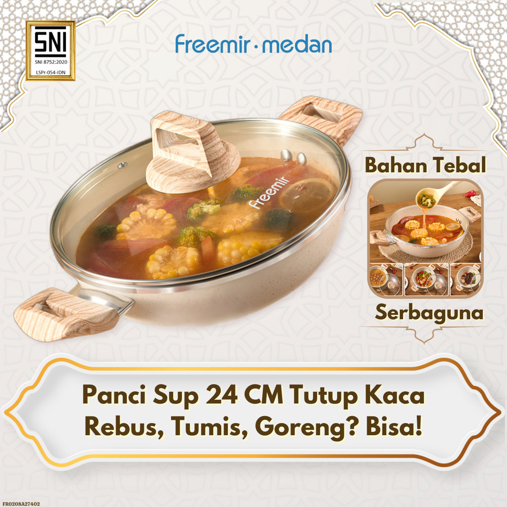 Wajan Freemir 24Cm Tinggi 7,5Cm Panci Sup Serbaguna Minimalis Sangchi Beige