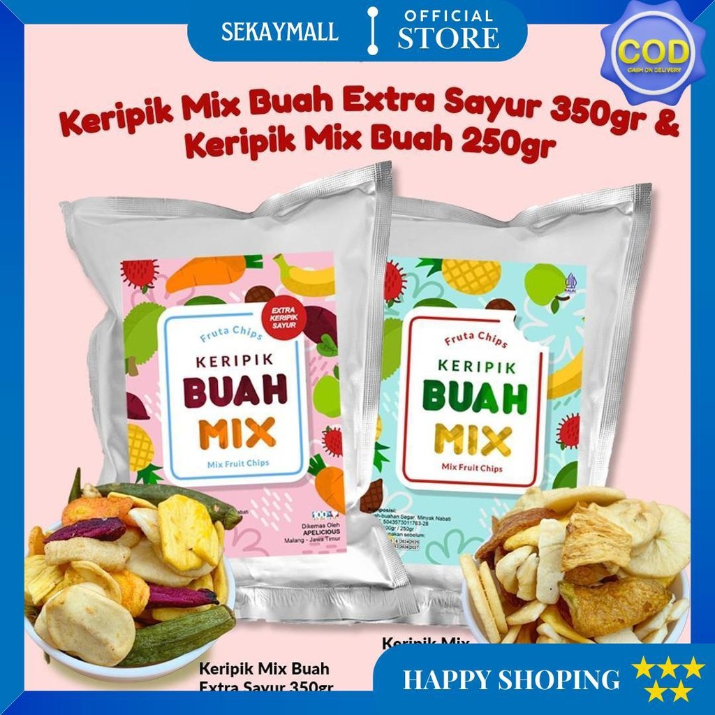 

Apelicious Keripik Buah Mix 250G (Mix 6 Buah) / Keripik Buah Sayur Mix 350G Fruta Apelicious D Best Seller