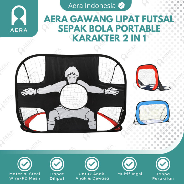 AERA Gawang Mini Futsal Sepak Bola Portable Karakter Gawang Lipat Gawang Mini Sepak Bola Gawang