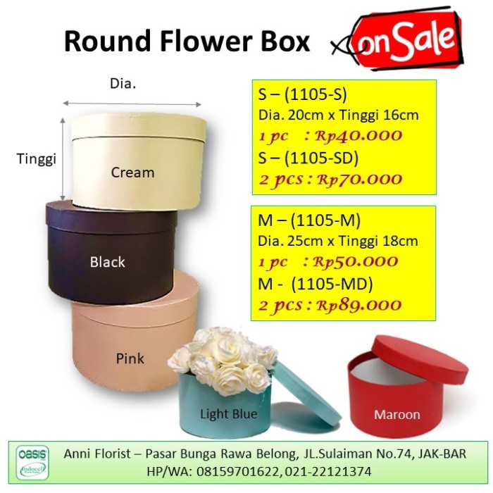 

Round Flower Box (1105-Md), Harga Utk 2 Pcs, Bloom Box, Kotak Bunga