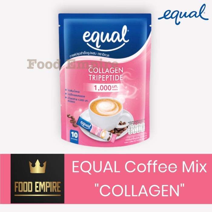 Equal Collagen No Sugar Instant Coffee Mix Powder Kopi Kolagen