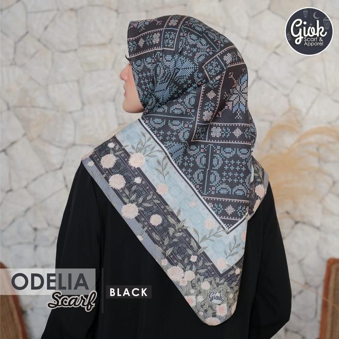 Odelia Scarf By Giok Scarf - Kerudung Motif Bunga Square Voal