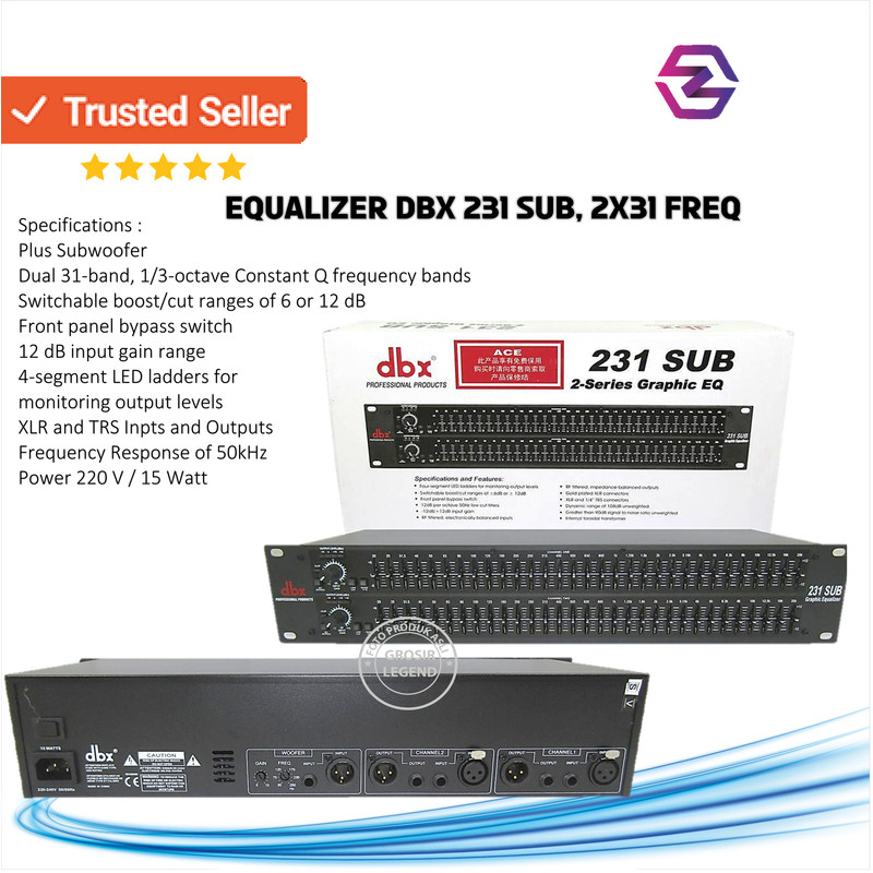 Equalizer DBX 231 SUB 2 x 31 Band Stereo Trafo Donat EQ + Subwoofer