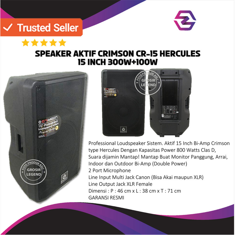 Speaker Aktif Crimson CR-15 Hercules 15 Inch 300W+100W