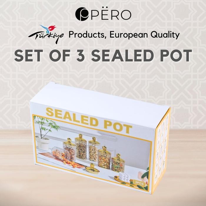 KUYY [EXCLUSIVE BEST DEAL] PERO JAR SET OF 3 SEALED POT / TOPLES SET 3 TUTUP KEDAP UDARA / TOPLES