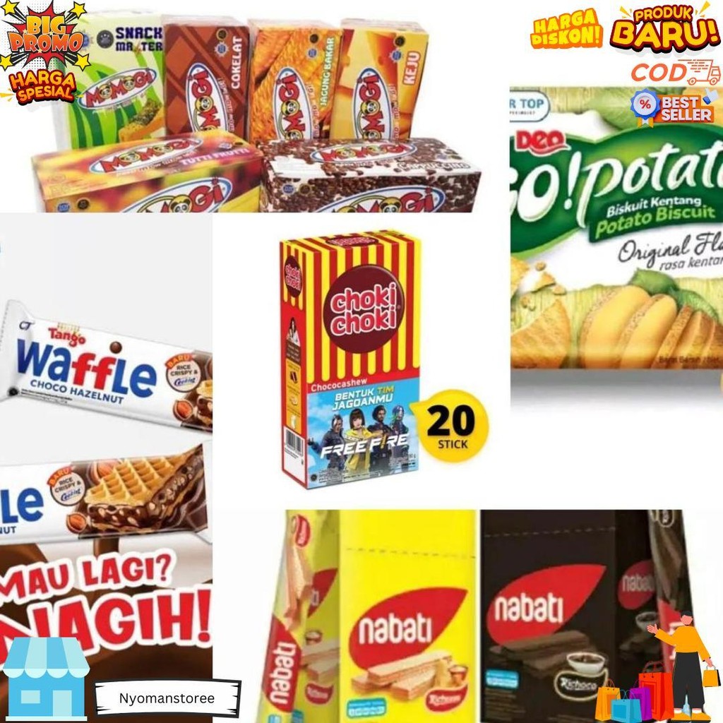 

Ss - Aneka Snack Box 10 Ribuan /Jajan Renteng Renceng /Ahh / Momogi / Rolls / Go Potato / Superstar D Best Seller