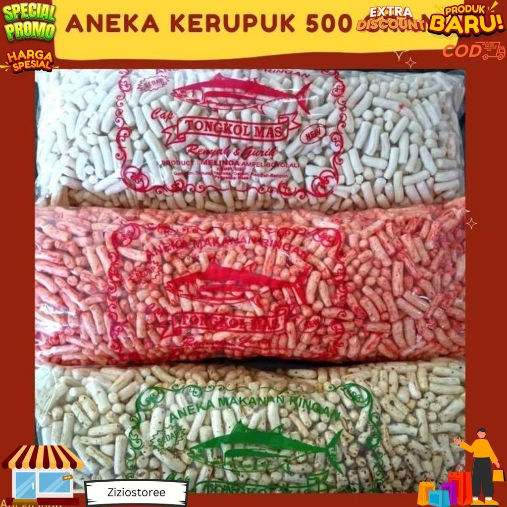 

Kerupuk Serba 500 Gram Ikan Tongkol/Kerupuk Tahu/Kerupuk Manggar D Promo 10.10