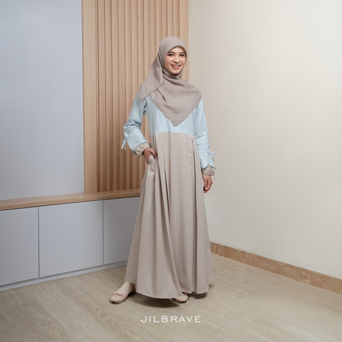 Jilbrave Nami Dress Gamis Syar'I Feminine Aksen Lengan Bordir Dengan Pita Elegant Look