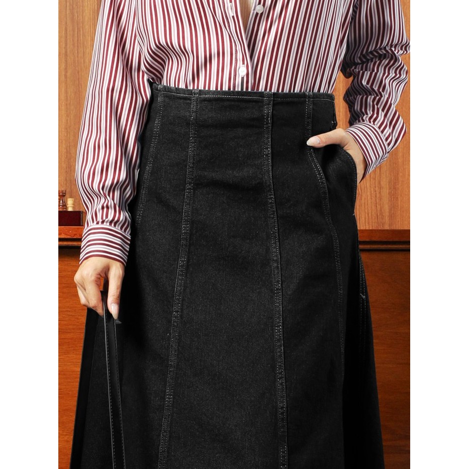 Thenblank Flare Denim Skirt Black