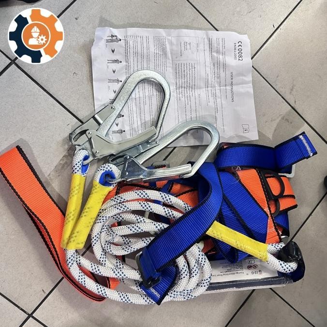 Full Body Harness Double Lanyard Absorber - Harness Double Hook Lanyard + Absorber Terlaris