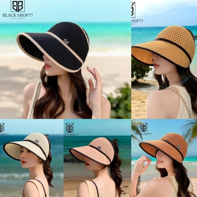 Topi Lebar Rajut Wanita Topi Pantai Anti Uv