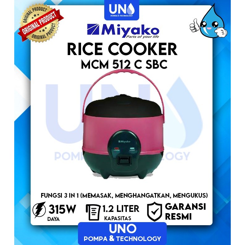 Miyako Rice Cooker / Magic Com Mcm-512C Sbc / Mcm 512 C Sbc