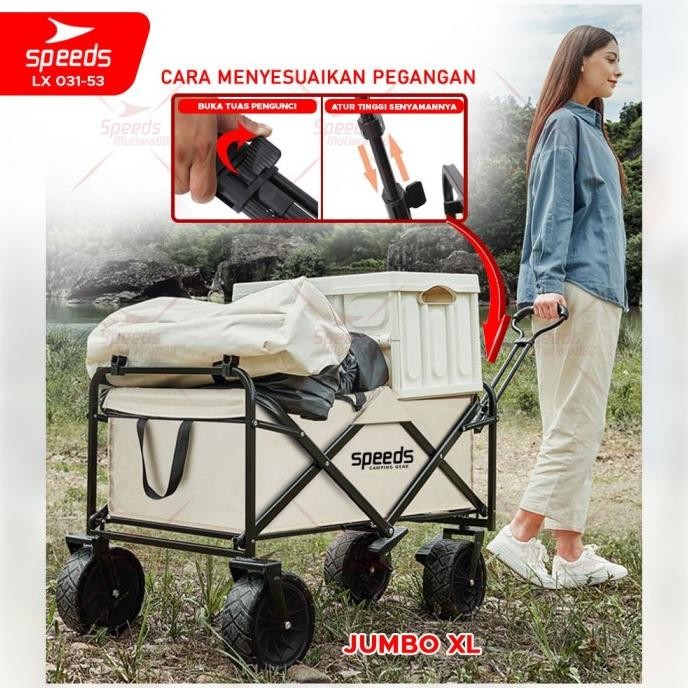 Troli Camping Portable Gerobak Lipat Keranjang Piknik