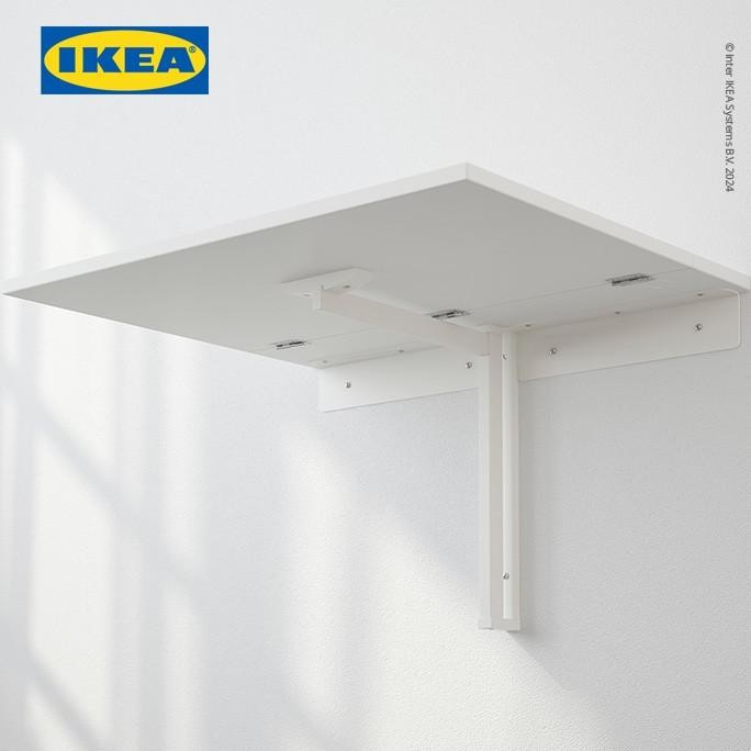 IKEA NORBERG Daun Meja Makan Lipat Dinding Putih 74x60 cm
