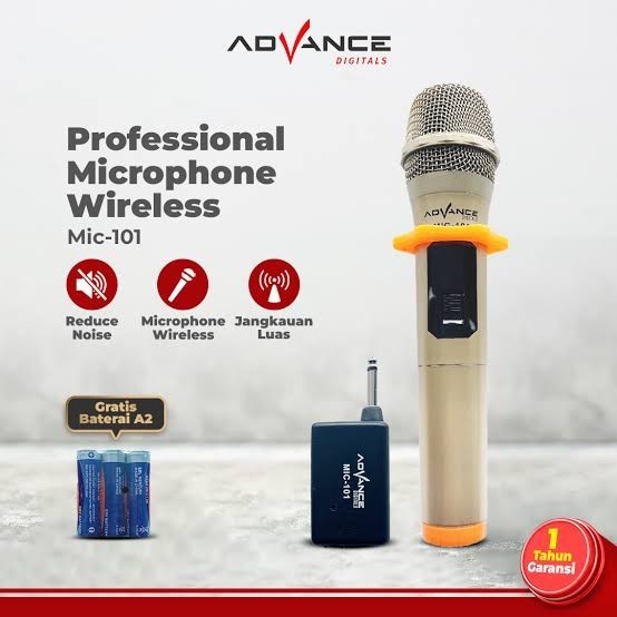 Advance Microphone Mic Single Wireless + Receiver Mic 101
