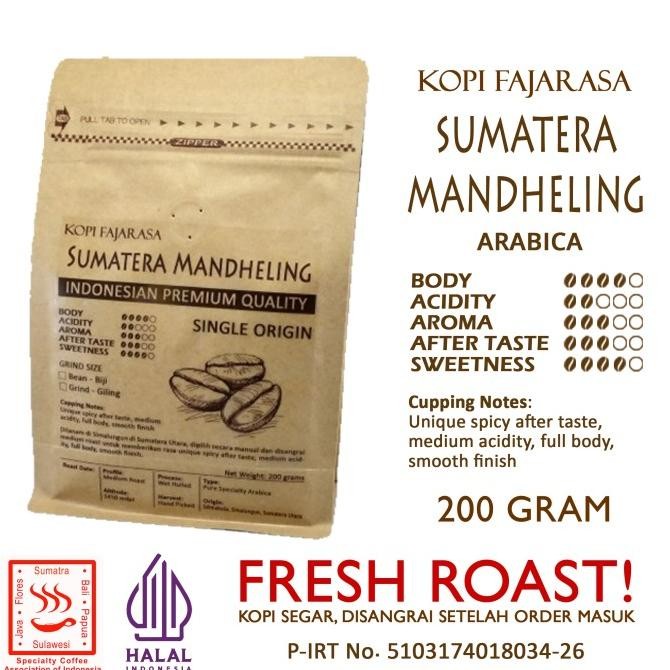 

Kopi Fajarasa Sumatera Mandheling Biji Kopi Arabica 200 Gram