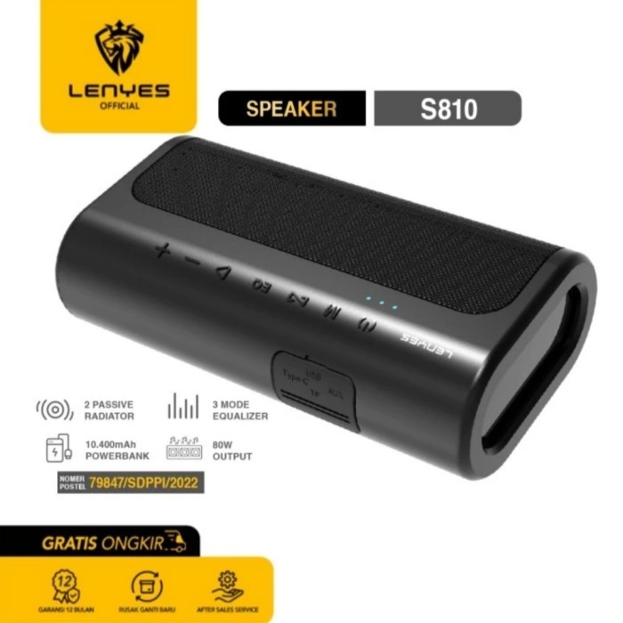 Speaker Bluetooth Portable Lenyes S810 80W Wireless Hifi Stereo