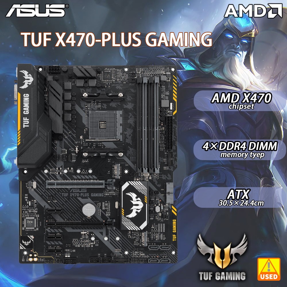 AQS X470 Motherboard ASUS TUF X470-PLUS GAMING for Ryzen 7 5700x 5700x3d 5800x3d AM4 Motherboard for