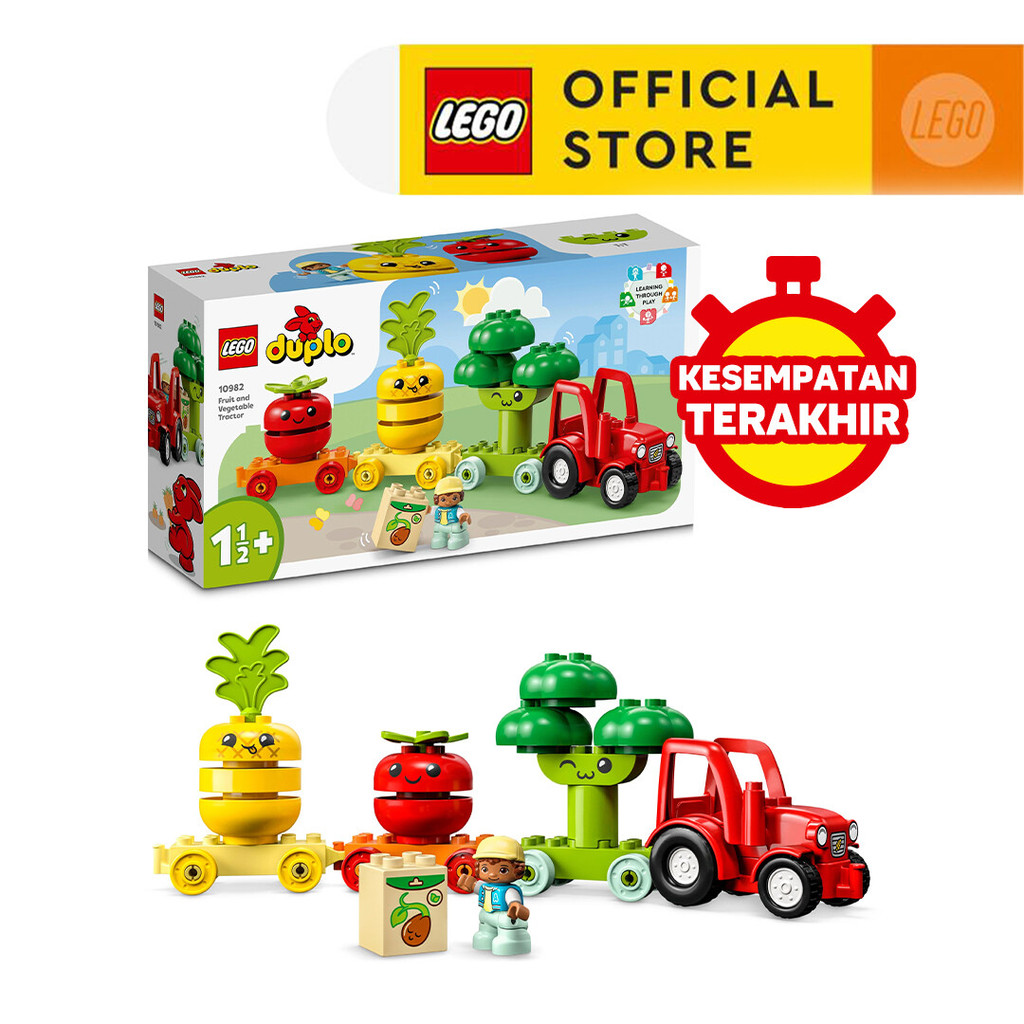 LEGO DUPLO 10982 Fruit and Vegetable Tractor (19 Pieces), Building Block, Toys, Mainan Block