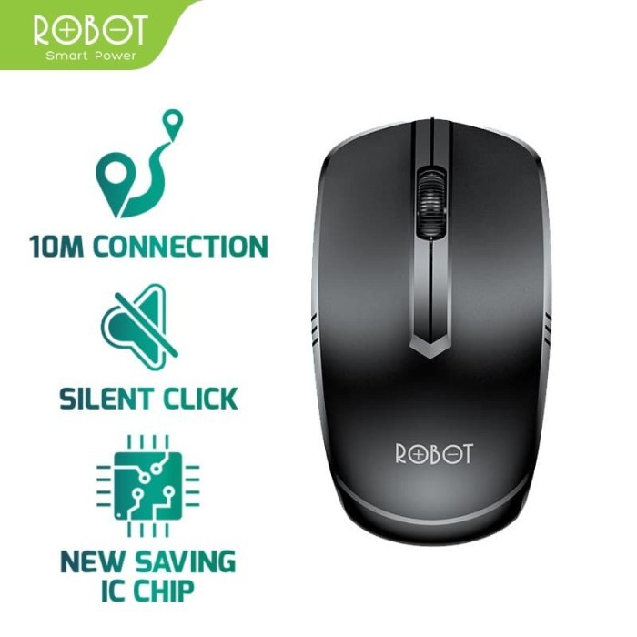 

PROMO SPECIAL ROBOT M200 Silent Mute Power Saving IC Chips 2.4G Wireless Mouse Black