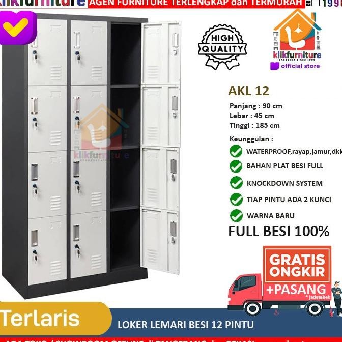 PROMO / Lemari Loker Locker Cabinet 12 Pintu Full Besi AKL 12 Non COD