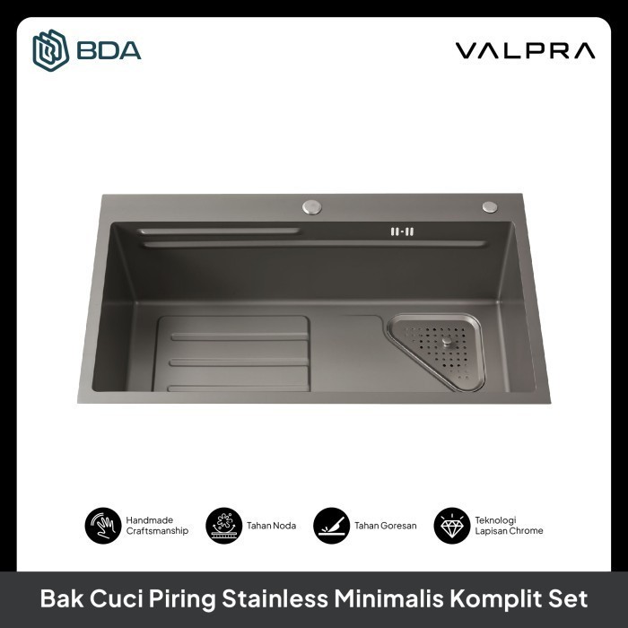 Valpra Kitchen Sink 1 Lubang Wastafel Cuci Piring Tempat Cuci Piring Stainless Bak Cuci Piring Stain