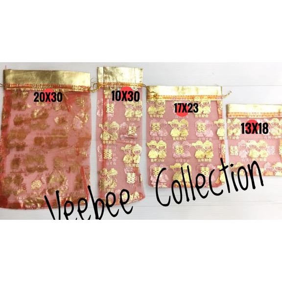 

Produk Unggulan] Kantong tile shuangxi emas 17x23/kantong sovenir kawinan/kantong tile