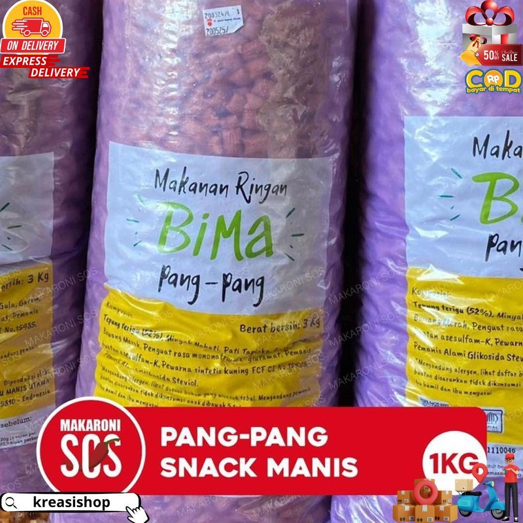 

1Kg Pang Pang Snack Jadul 1 Kilogram Snack Pang Pang Viral Rasa Manis D Termurah