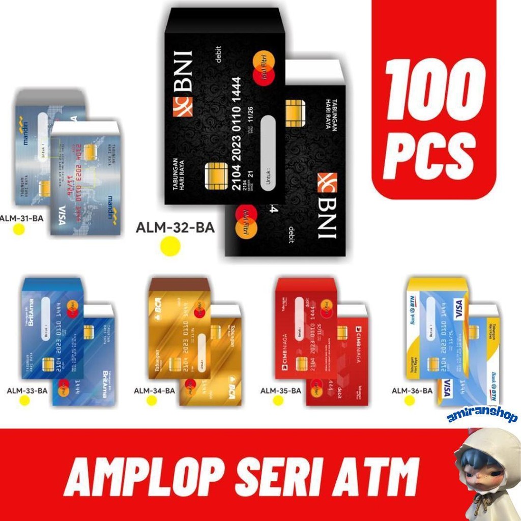 

Paket 100 Pcs Amplop Lebaran Seri Atm Murah