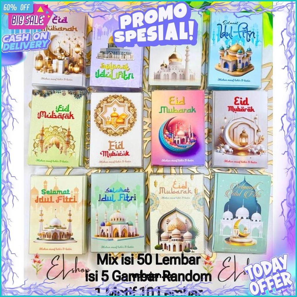 

Amplop Lebaran Mix Isi 50 Lembar Islami Idul Fitri Eid Mubarak Murah