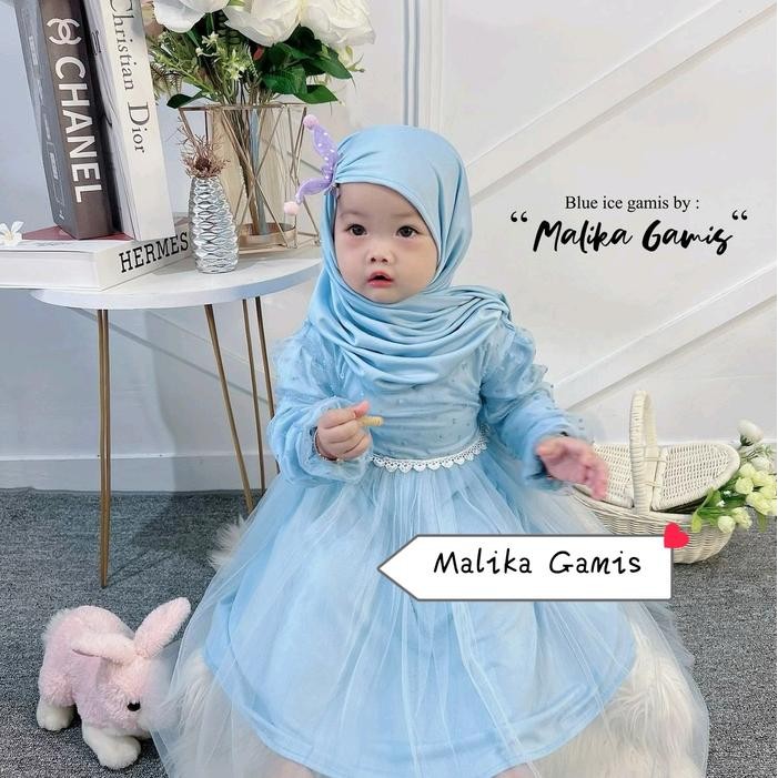 MURAH Malika Gamis Baju Dress Gamis Anak Perempuan Muslimah Bahan Jersey Premium Kombi Organza Dot