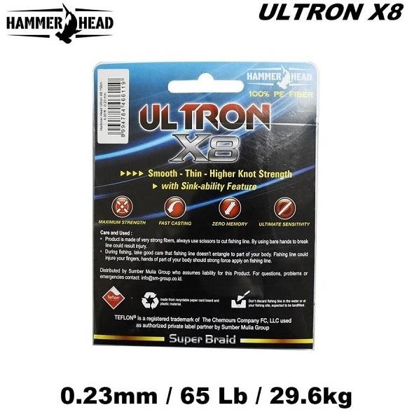 Senar PE benang PE hammer head ultron X8 150m black tali senar pancing Terlaris